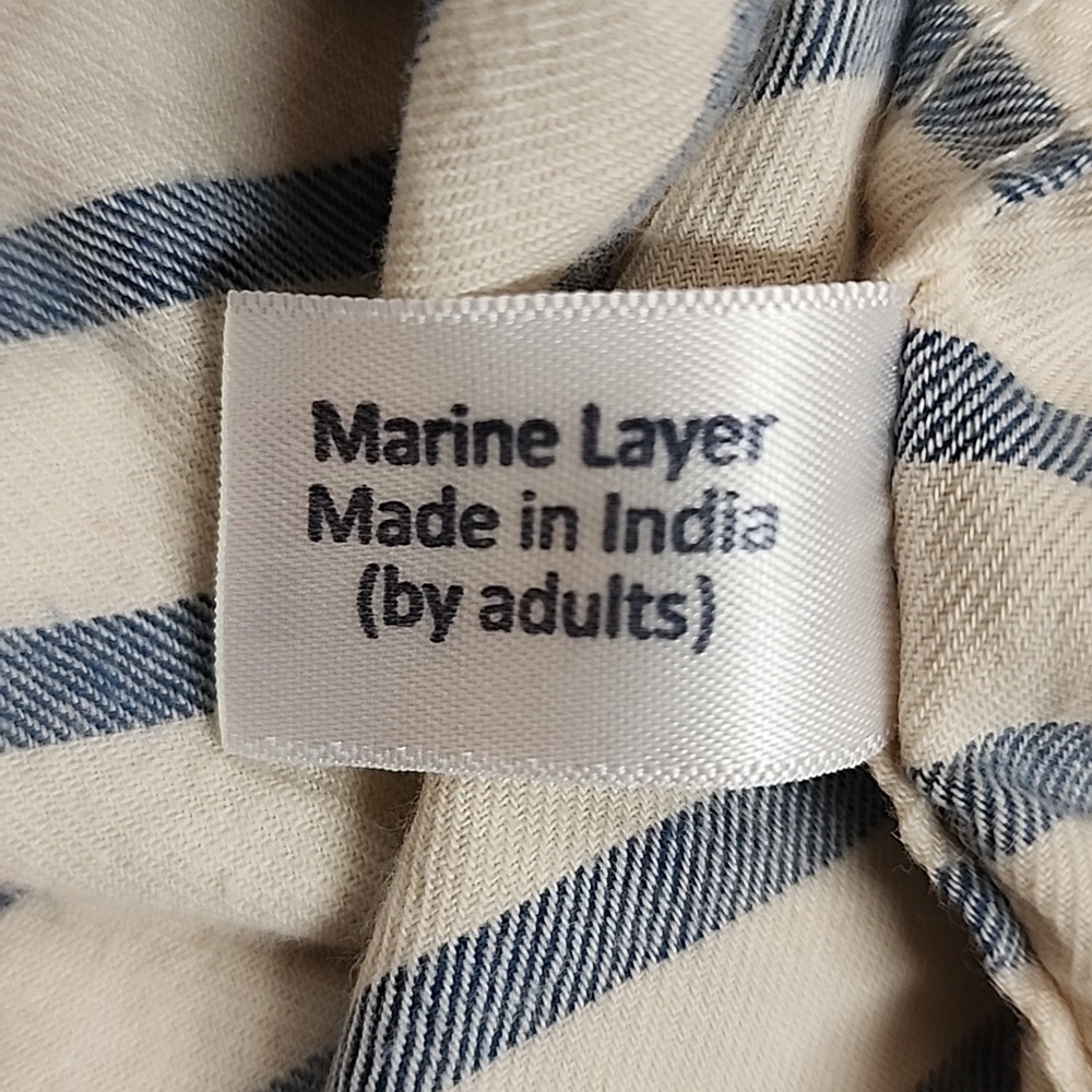 Marine Layer Marge Vintage Navy & Cream Striped Long Sleeved Shirt SF CA - Picture 6 of 7
